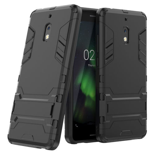 Slim Armour Tough Shockproof Case & Stand for Nokia 2.1 - Black